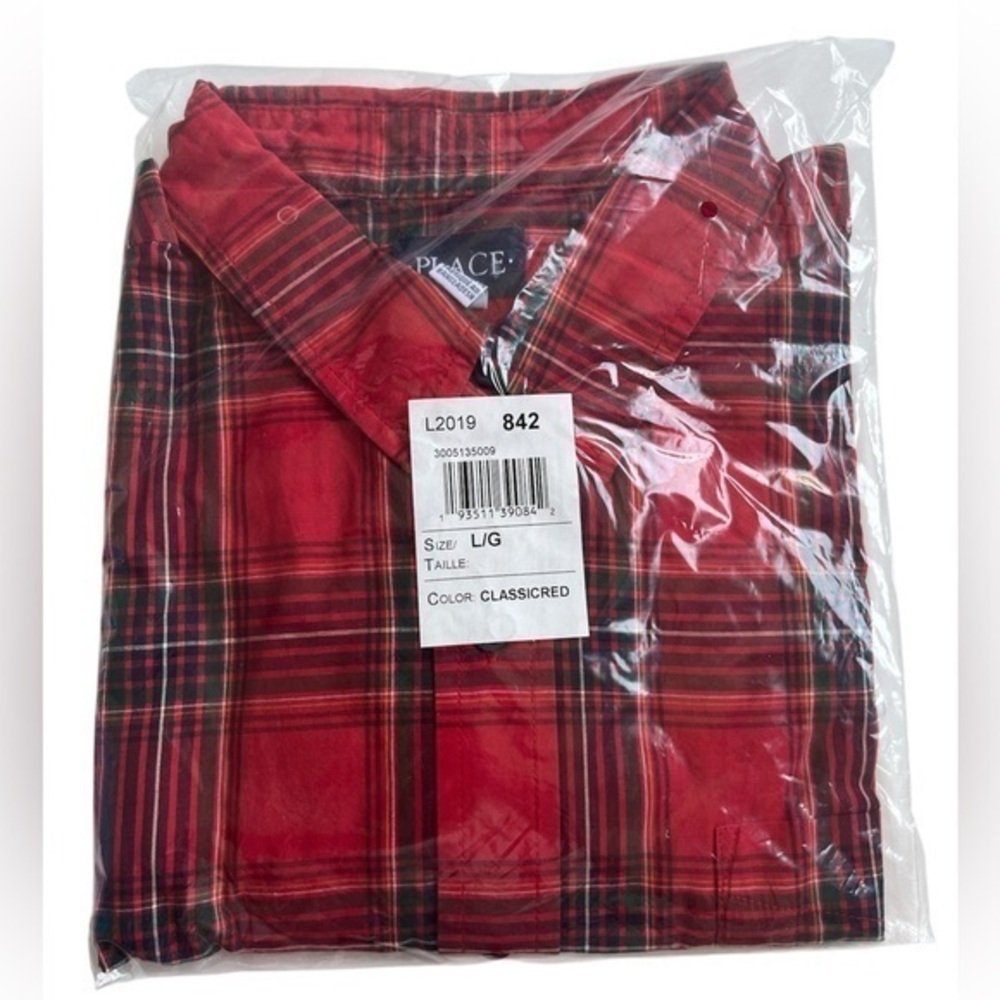 NWT Place Red and Black Plaid Kids Button Down Shirt